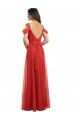 Cold Shoulder Pleated Wrap Tulle Bridesmaid Dress with Low V-Back UK