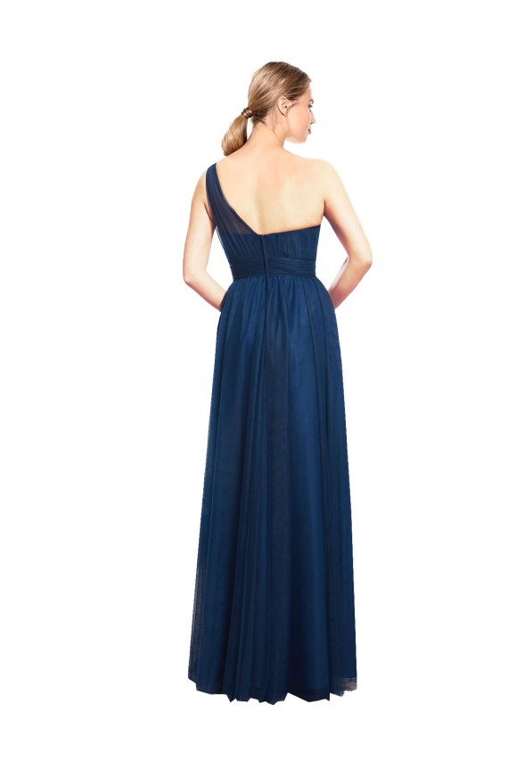 Ruched One Shoulder Tulle A-Line Bridesmaid Dress UK