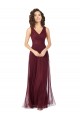 Long A-Line V-Neck Tulle Bridesmaid Dress UK