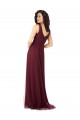 Long A-Line V-Neck Tulle Bridesmaid Dress UK