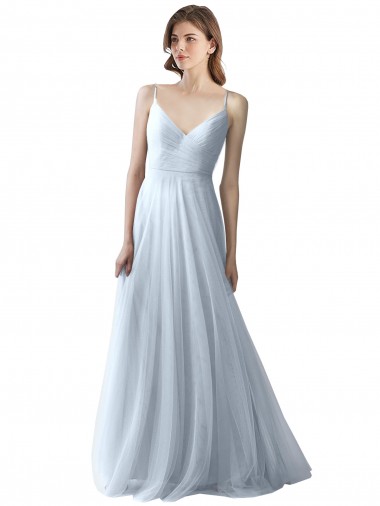 Wrapped Ruched Natural Waist Slim Soft Tulle Bridesmaid Dress UK