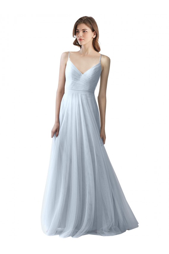 Wrapped Ruched Natural Waist Slim Soft Tulle Bridesmaid Dress UK