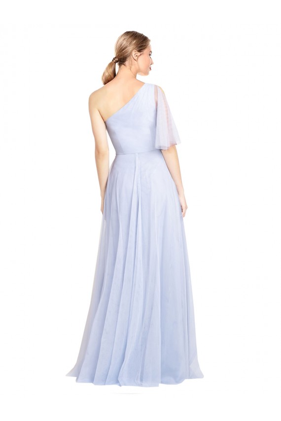 Flutter Sleeves One Shoulder Long Tulle Bridesmaid Dress UK