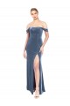 Draped Sleeves Wide Scoop Neck Off the Shoulder Velvet Bridesmaid Dress UK