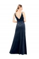 V-Back Long Velvet Bridesmaid Dress with Notched V-Neck and Spaghetti Straps UK