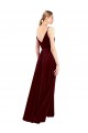 Faux Wrap V-Neck Sleek Long Velvet Bridesmaid Dress UK