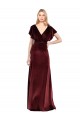 Flutter Sleeves Open Back Long Velvet Bridesmaid Dress UK