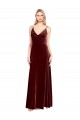 Faux Surplice Neckline Slim A-Line Long Velvet Bridesmaid Dress UK