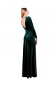 Plunging V-Neckline Long Sleeves Open Back Velvet Bridesmaid Dress UK