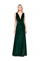 Daring Deep V-Neck Long Full Length Velvet Bridesmaid Dress UK