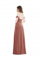 Off the Shoulder Flounce Sleeve Velvet Maxi Bridesmaid Dress UK