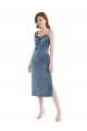 Midi Length Asymmetrical One Shoulder Velvet Slip Bridesmaid Dress UK