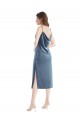 Midi Length Asymmetrical One Shoulder Velvet Slip Bridesmaid Dress UK