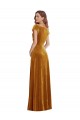 Cap Sleeve Faux Wrap Velvet Maxi Bridesmaid Dress with Pockets UK