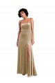 Square Neck Velvet Maxi Bridesmaid Dress with Front Slit UK