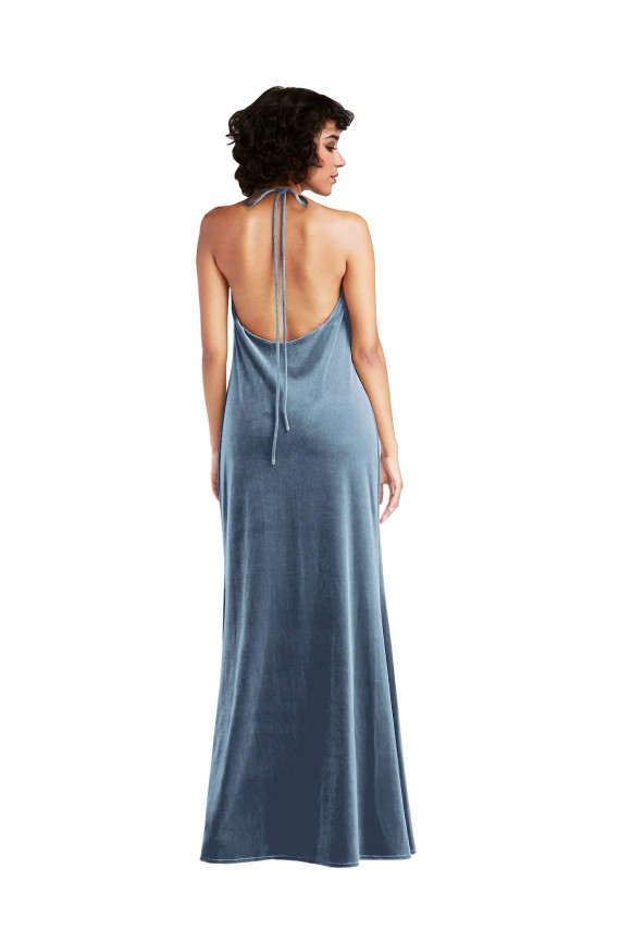 Cowl Neck Velvet Maxi Slip Bridesmaid Dress UK