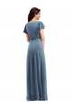 Flutter Sleeve Velvet Wrap Maxi Bridesmaid Dress with Pockets UK