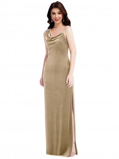 Asymmetrical One Shoulder Velvet Maxi Slip Bridesmaid Dress UK