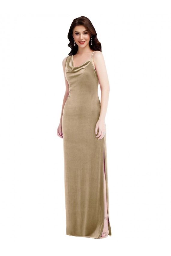 Asymmetrical One Shoulder Velvet Maxi Slip Bridesmaid Dress UK