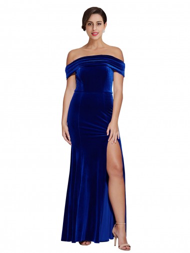 Full Length Long Velvet Bridesmaid Dress with Side Split UK