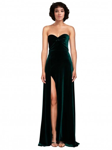 Sweetheart Fluid Velvet Bridesmaid Dress with High Split UK